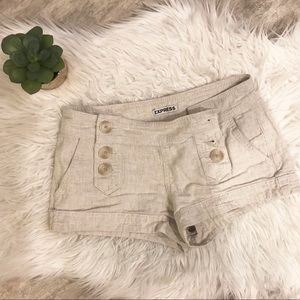 Express Tan Shorts w/ double button detail